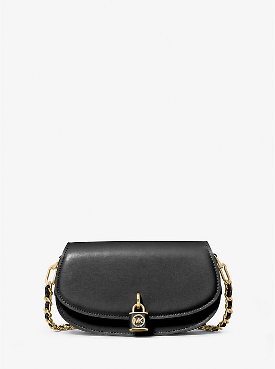 Women Michael Kors Mila Small Leather Shoulder Bags Black | GJDTPE-642