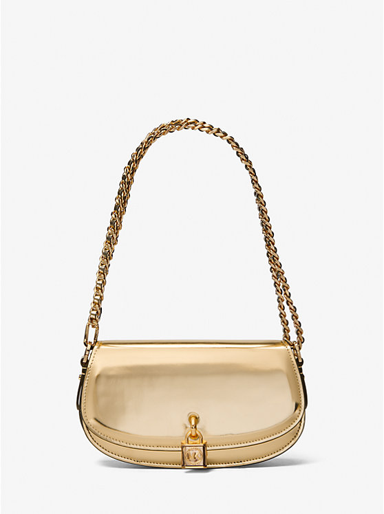 Women Michael Kors Mila Small Metallic Leather Shoulder Bags Gold | JXUQSZ-958