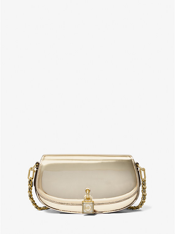 Women Michael Kors Mila Small Metallic Leather Shoulder Bags Gold | JXUQSZ-958