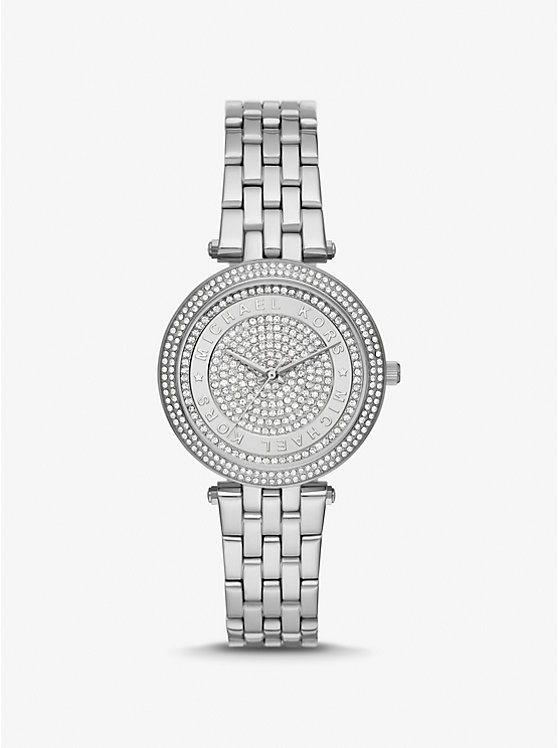 Women Michael Kors Mini Darci Pavé Silver-Tone Watches Silver | UFSDGR-149