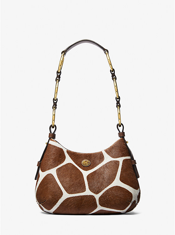 Women Michael Kors Mini Giraffe Print Calf Hair Shoulder Bags Brown / White | ORELJK-695