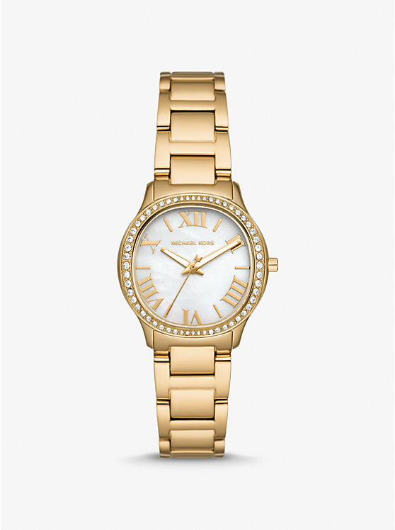 Women Michael Kors Mini Sage Pavé Gold-Tone Watches Gold | KUZXIQ-183