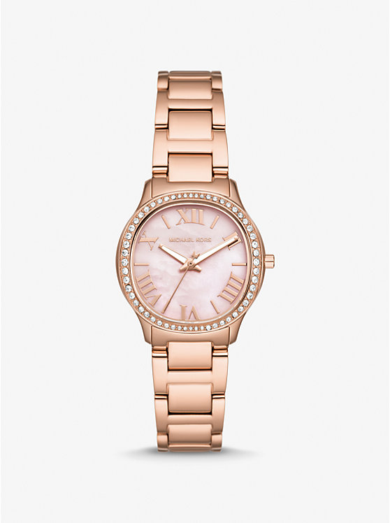 Women Michael Kors Mini Sage Pavé Rose Gold-Tone Watches Rose Gold | CLUFYG-165