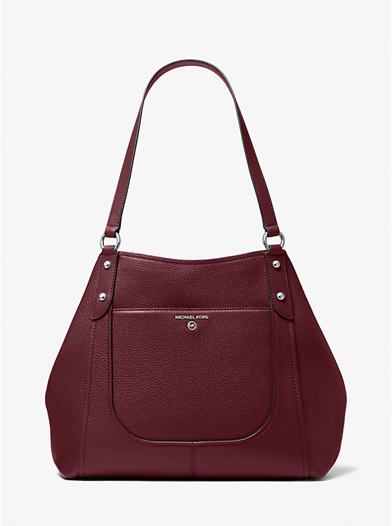 Women Michael Kors Molly Large Pebbled Leather Tote Bag Burgundy | JWLSIF-128