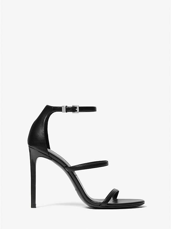 Women Michael Kors Nadege Leather Sandals Black | MVPFYD-169