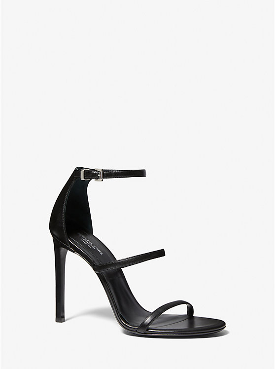 Women Michael Kors Nadege Leather Sandals Black | MVPFYD-169