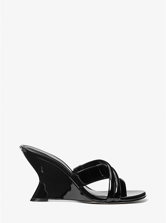 Women Michael Kors Nadina Patent Leather Mules Black | VLGBRY-674