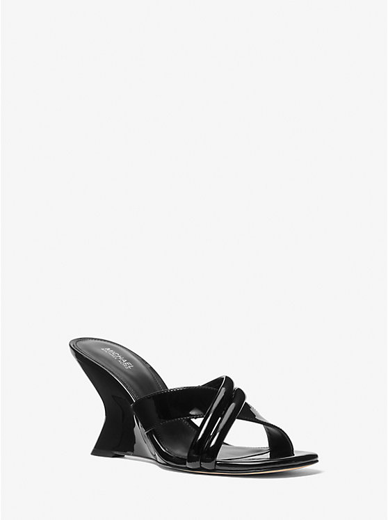 Women Michael Kors Nadina Patent Leather Mules Black | VLGBRY-674