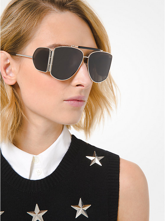 Women Michael Kors Nash Sunglasses Black / Silver | GUKCFW-305