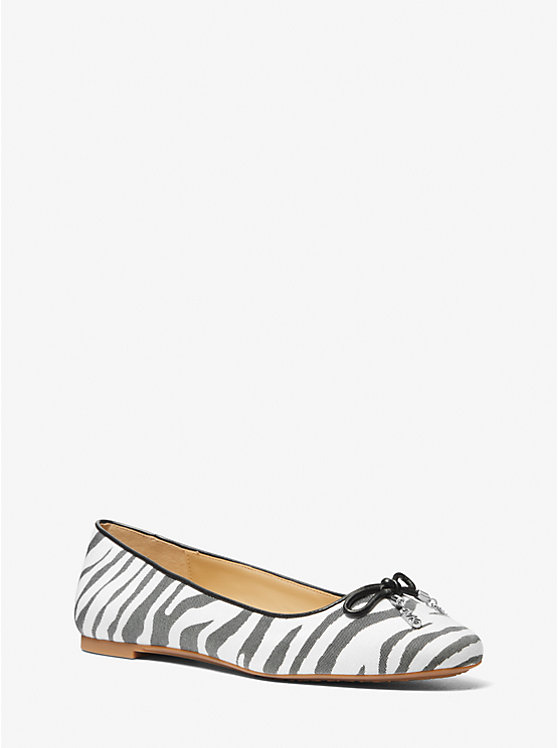 Women Michael Kors Nori Zebra Jacquard Flat Shoes Black | IJPHNZ-290