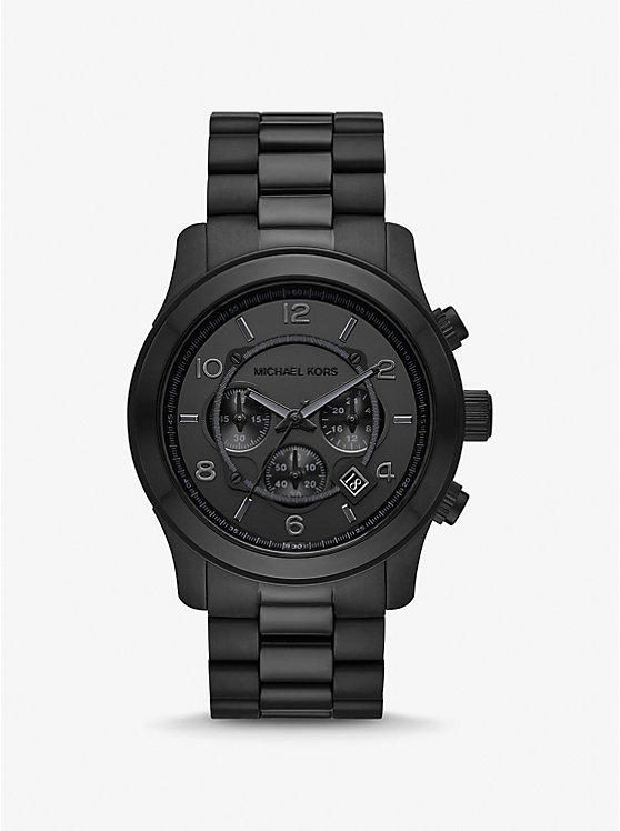 Women Michael Kors Oversized Runway Black-Tone Watches Black | SBETYF-830