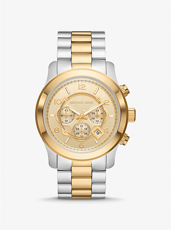 Women Michael Kors Oversized Runway Two-Tone Watches Gold | VWFGMZ-291