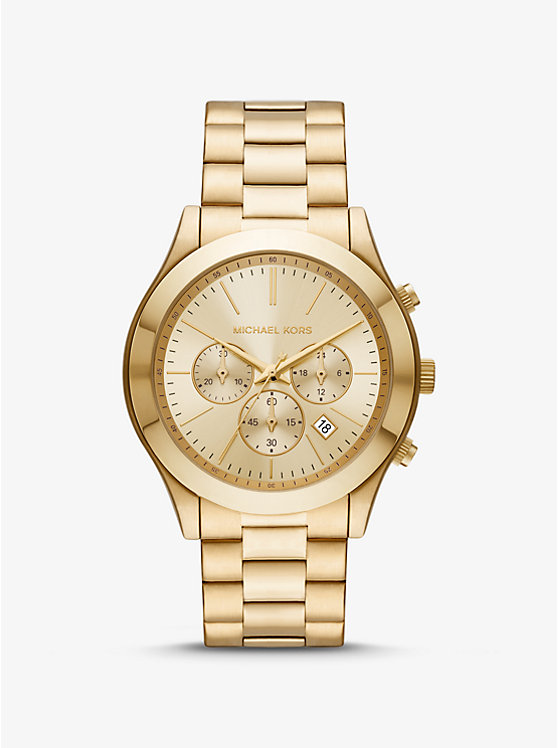 Women Michael Kors Oversized Slim Runway Gold-Tone Watches Gold | WEILAB-521