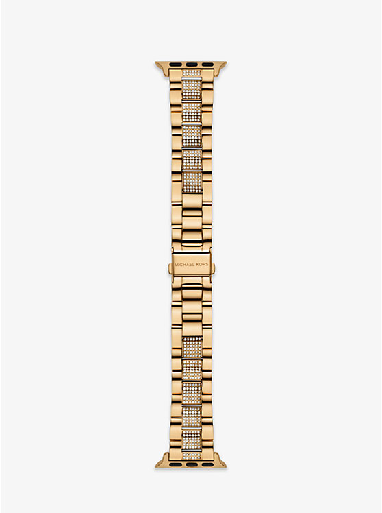 Women Michael Kors Pavé Gold-Tone Strap For Apple® Watches Gold | QLIAZH-598