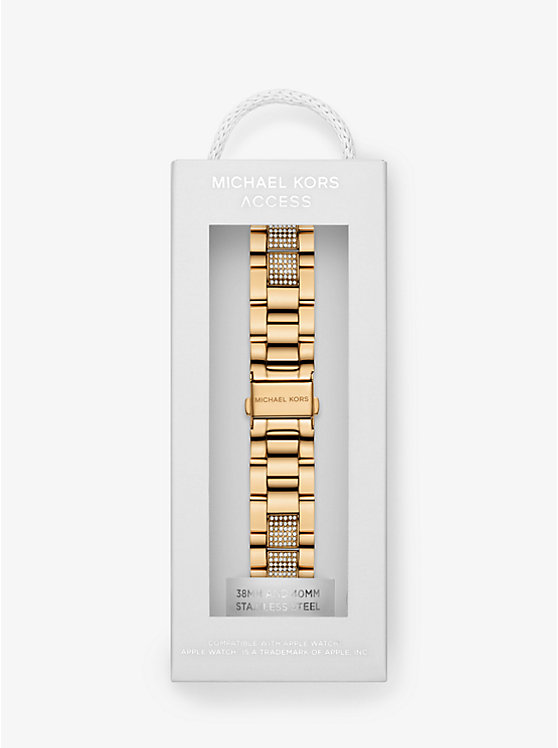 Women Michael Kors Pavé Gold-Tone Strap For Apple® Watches Gold | QLIAZH-598