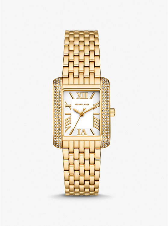 Women Michael Kors Petite Emery Pavé Gold-Tone Watches Gold | ZRDSXW-271