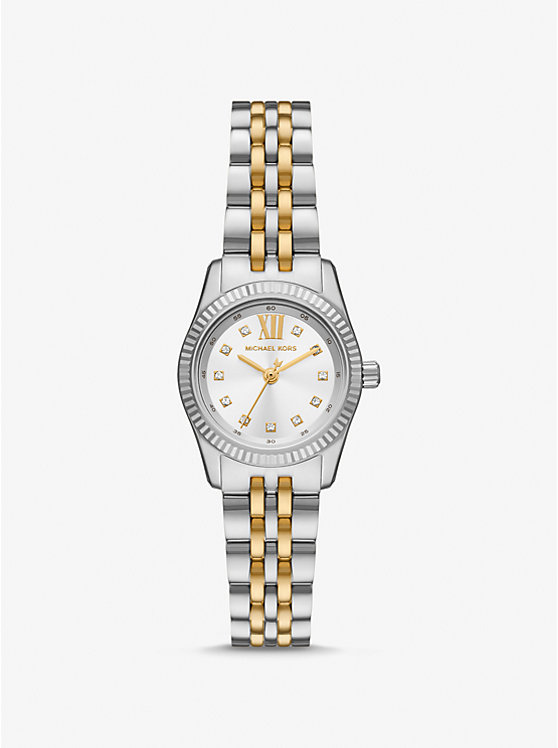 Women Michael Kors Petite Lexington Pavé Two-Tone Watches Gold | XZBVWQ-564