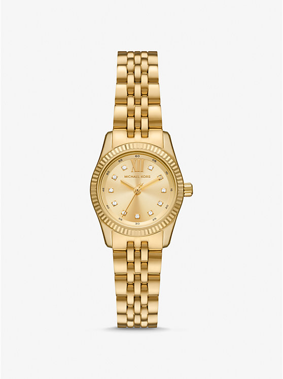 Women Michael Kors Petite Lexington Pavé Gold-Tone Watches Gold | XFCGTW-513