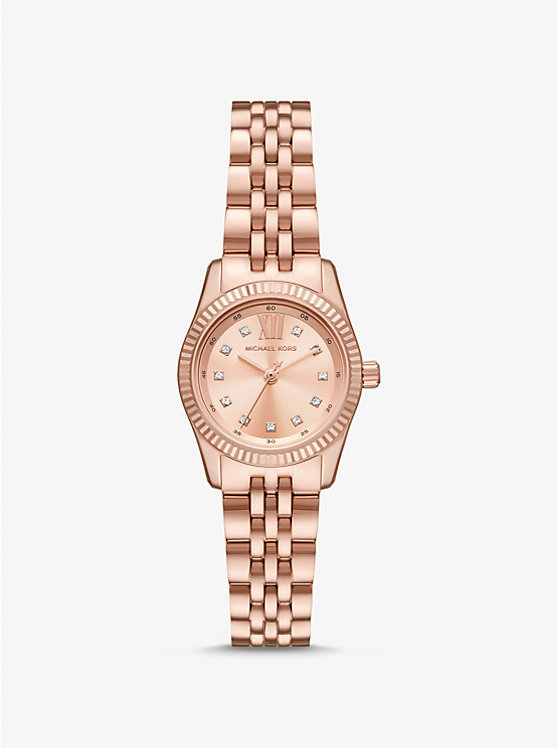 Women Michael Kors Petite Lexington Pavé Rose Gold-Tone Watches Rose Gold | YRNUZO-568