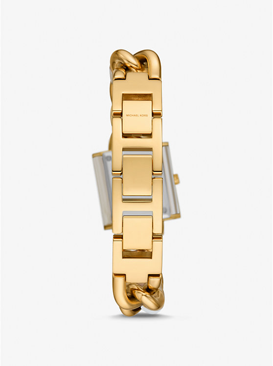 Women Michael Kors Petite Lock Pavé Gold-Tone and Acetate Chain Watches Gold | ZRSABE-941