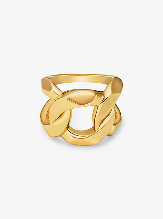 Women Michael Kors Precious Metal-Plated Brass Curb-Link Rings Gold | BIDQLC-748