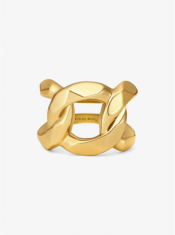 Women Michael Kors Precious Metal-Plated Brass Curb-Link Rings Gold | BIDQLC-748