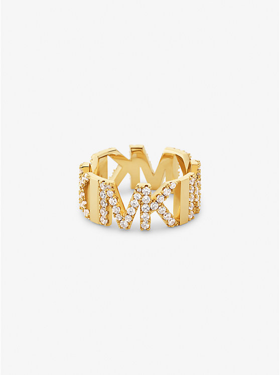 Women Michael Kors Precious Metal-Plated Brass Pavé Logo Rings Gold | YLPCMH-819