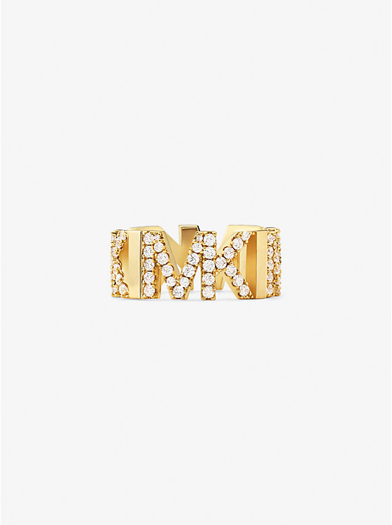 Women Michael Kors Precious Metal-Plated Brass Pavé Logo Rings Gold | YLPCMH-819