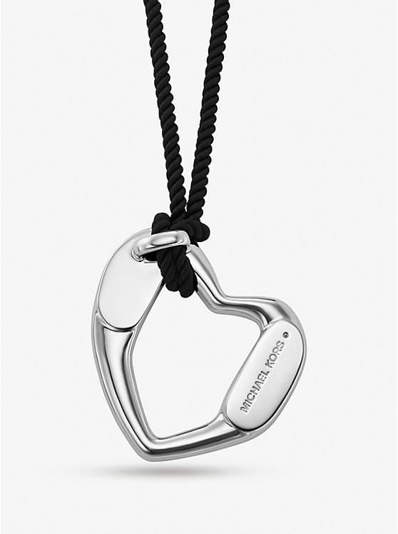 Women Michael Kors Precious Metal-Plated Brass Heart Necklaces Silver | BORPGZ-149