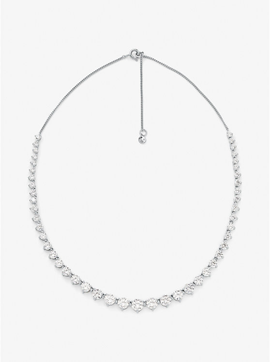 Women Michael Kors Precious Metal-Plated Sterling Silver Cubic Zirconia Necklaces Silver | NUYBQA-318