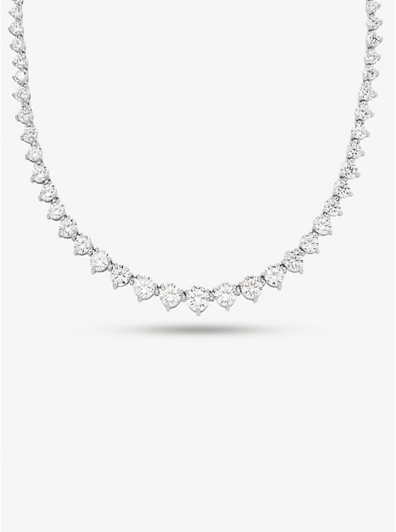 Women Michael Kors Precious Metal-Plated Sterling Silver Cubic Zirconia Necklaces Silver | NUYBQA-318