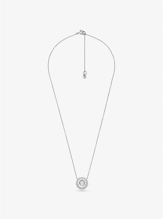 Women Michael Kors Precious Metal-Plated Sterling Silver Pavé Halo Necklaces Silver | DTAPVY-698