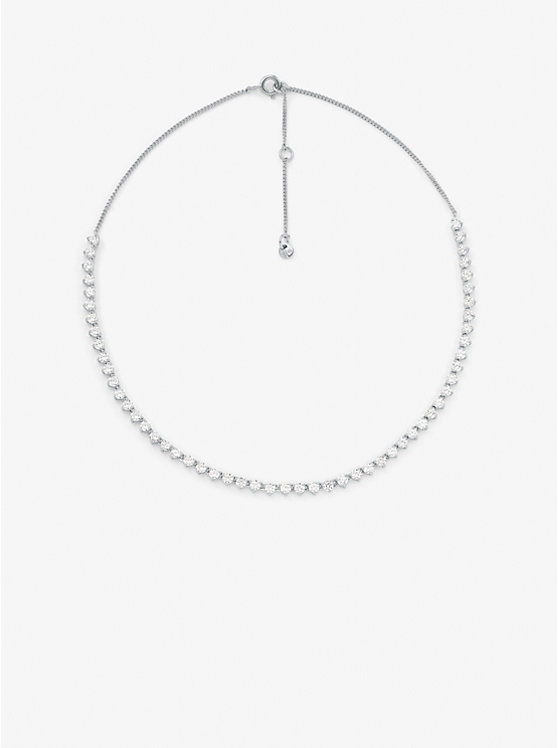 Women Michael Kors Precious Metal-Plated Sterling Silver Cubic Zirconia Necklaces Silver | YCSETK-483