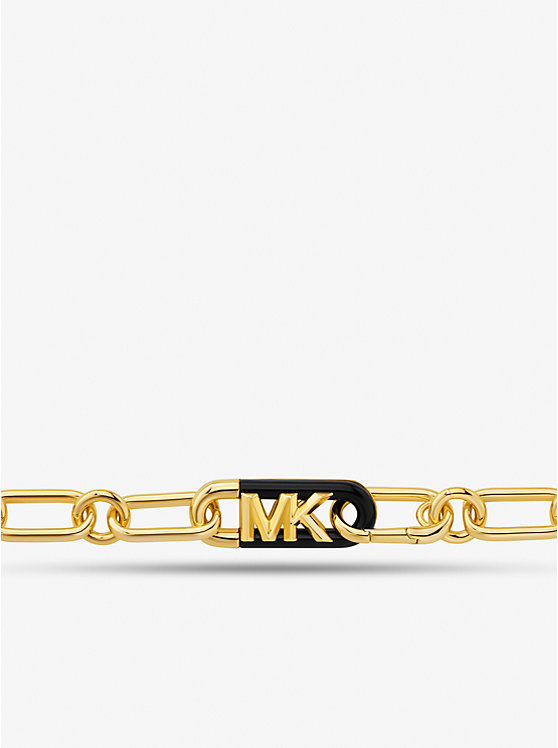 Women Michael Kors Precious Metal-Plated Brass and Acetate Empire Logo Chain Necklaces Gold | RYTUKB-815