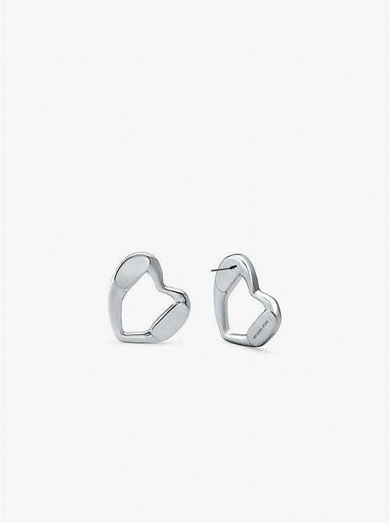 Women Michael Kors Precious Metal-Plated Brass Heart Stud Earrings Silver | YBPDZN-217