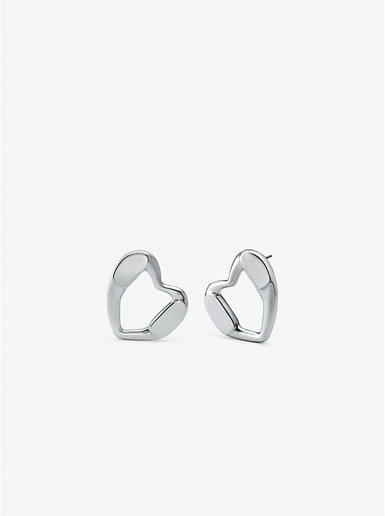 Women Michael Kors Precious Metal-Plated Brass Heart Stud Earrings Silver | YBPDZN-217