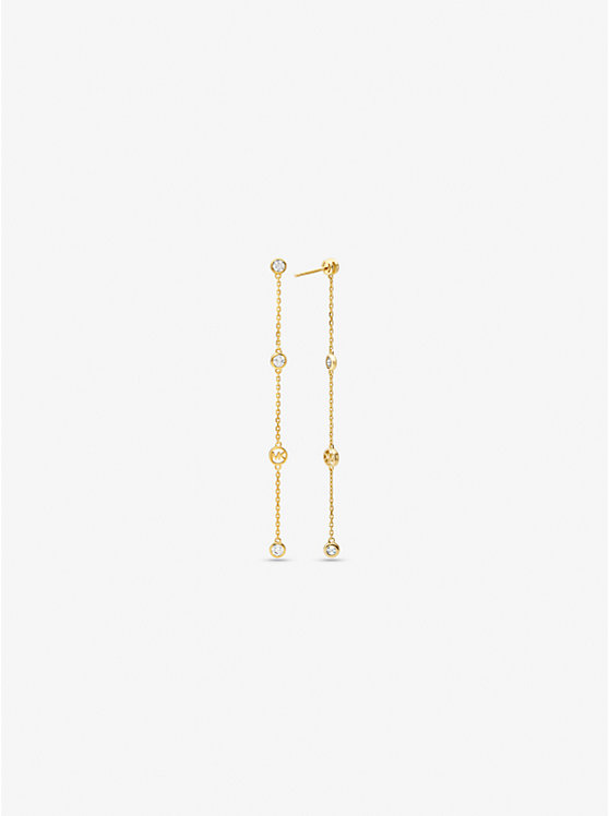 Women Michael Kors Precious Metal-Plated Sterling Silver Cubic Zirconia Drop Earrings Gold | OQLVUZ-673