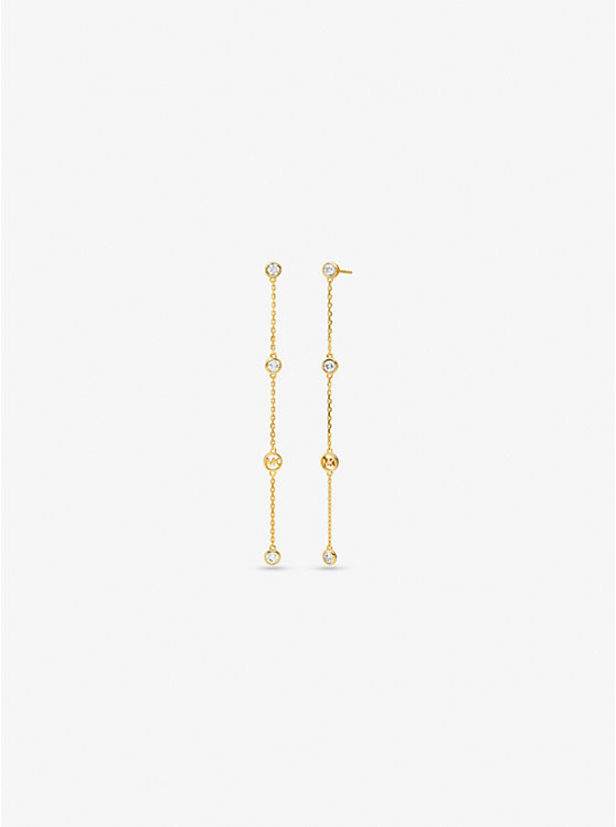 Women Michael Kors Precious Metal-Plated Sterling Silver Cubic Zirconia Drop Earrings Gold | OQLVUZ-673