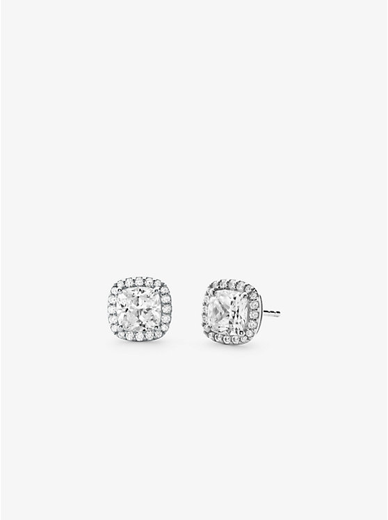 Women Michael Kors Precious Metal-Plated Sterling Silver Pavé Stud Earrings Silver | GBJPRU-576