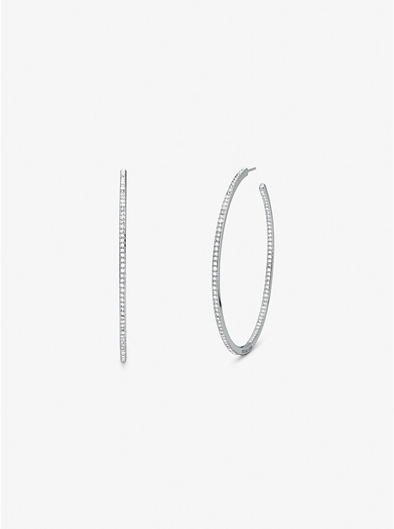 Women Michael Kors Precious Metal-Plated Brass Pavé Hoop Earrings Silver | SAUMQD-132