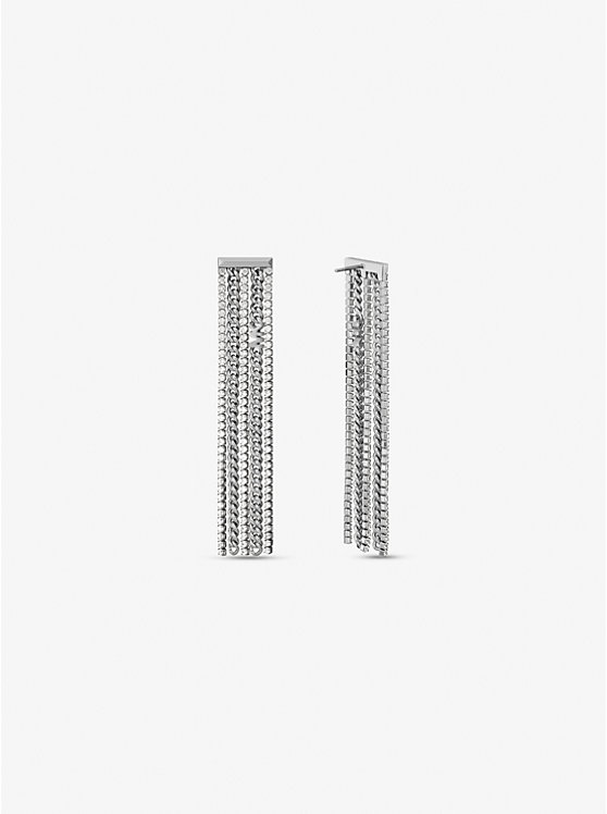 Women Michael Kors Precious Metal-Plated Brass Pavé Chain Drop Earrings Silver | XIQZSG-967