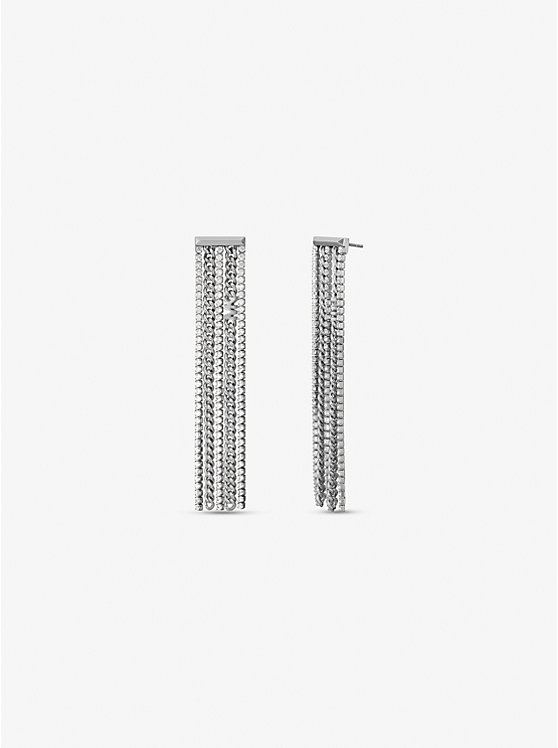 Women Michael Kors Precious Metal-Plated Brass Pavé Chain Drop Earrings Silver | XIQZSG-967