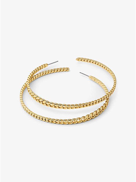 Women Michael Kors Precious Metal-Plated Brass Curb Link Hoop Earrings Gold | JXUYTL-689