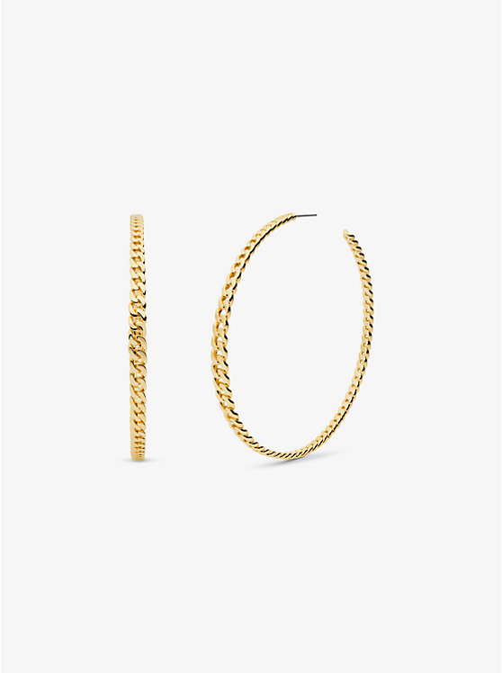 Women Michael Kors Precious Metal-Plated Brass Curb Link Hoop Earrings Gold | JXUYTL-689