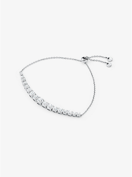 Women Michael Kors Precious Metal-Plated Sterling Silver Cubic Zirconia Slider Bracelets Silver | JCRLOF-972