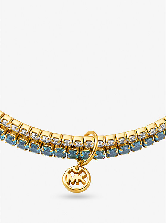 Women Michael Kors Precious Metal-Plated Brass Double Wrap Tennis Bracelets Turquoise | PTRKLO-046