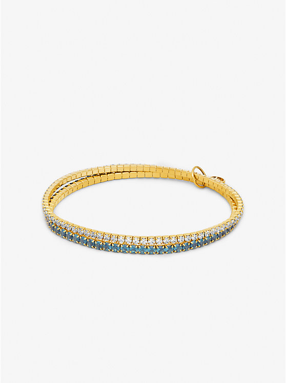 Women Michael Kors Precious Metal-Plated Brass Double Wrap Tennis Bracelets Turquoise | PTRKLO-046