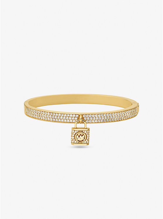 Women Michael Kors Precious Metal-Plated Brass Pavé Lock Bracelets Gold | BMGRUS-857