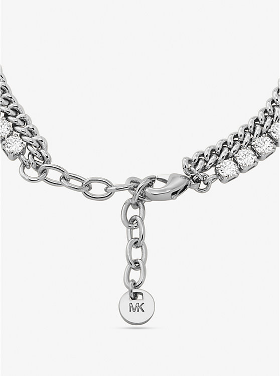 Women Michael Kors Precious Metal-Plated Brass Double Chain Tennis Bracelets Silver | WKTCIX-053