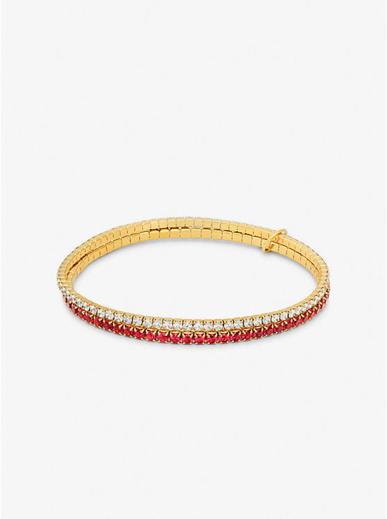 Women Michael Kors Precious Metal-Plated Brass Two-Tone Double Wrap Tennis Bracelets Coral | BCHKOW-518